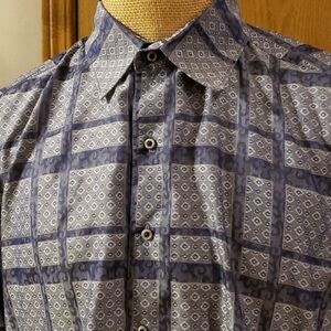 Robert graham flip cuff dress shirt blue grey 💙